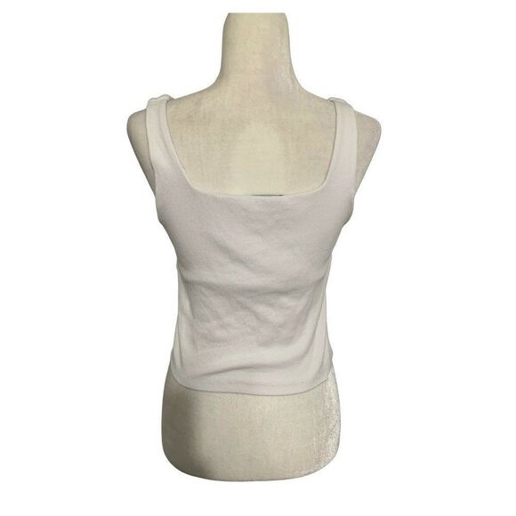 zara womens solid white ribbed crop tank top large - Picture 2 of 4